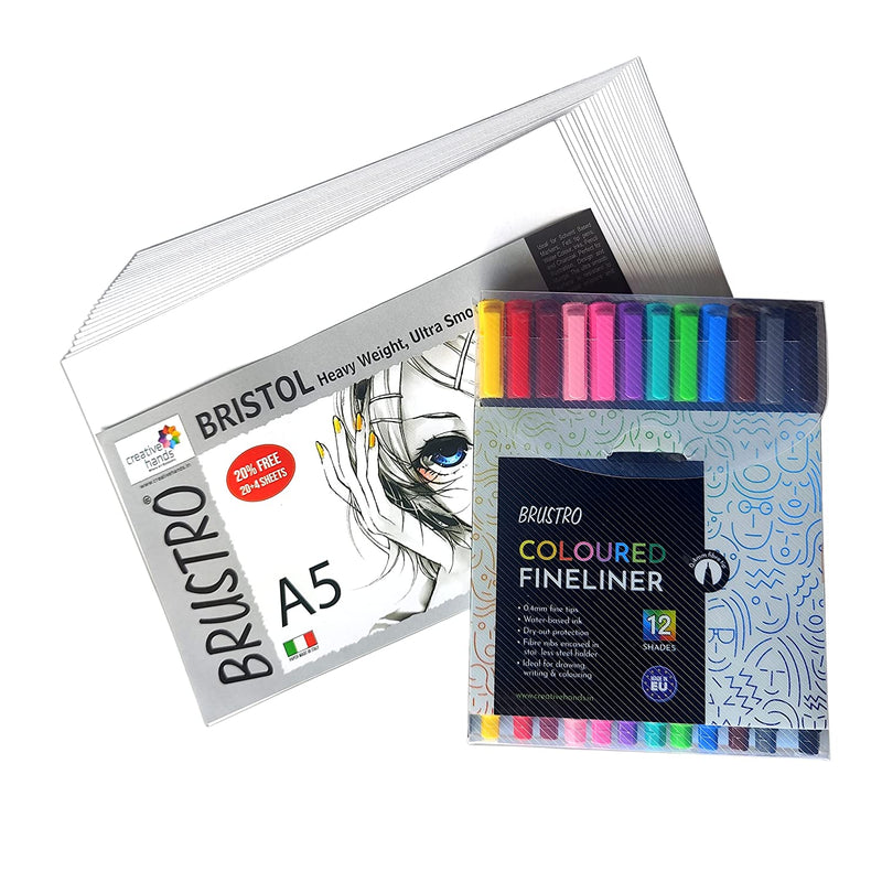 12 Colors Fineliner Coloured Pens Pigment Based 0.4mm - Oytra