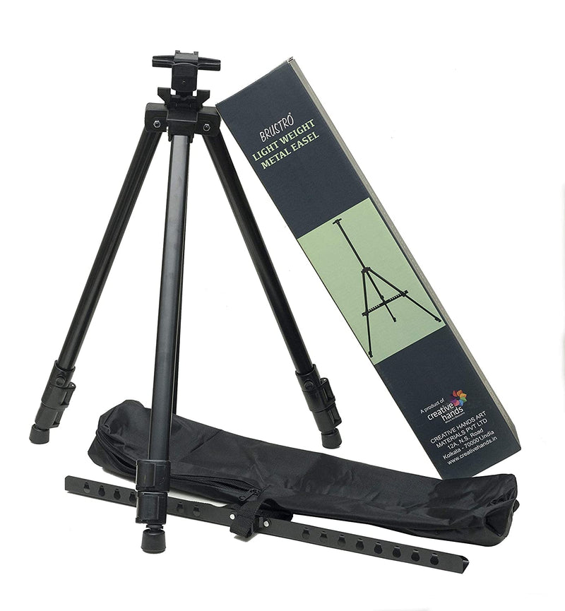 Brustro Artists Portable Lightweight Metal Display Easel, Free Weatherproof Carry Bag. Holds Canvas Upto 32".