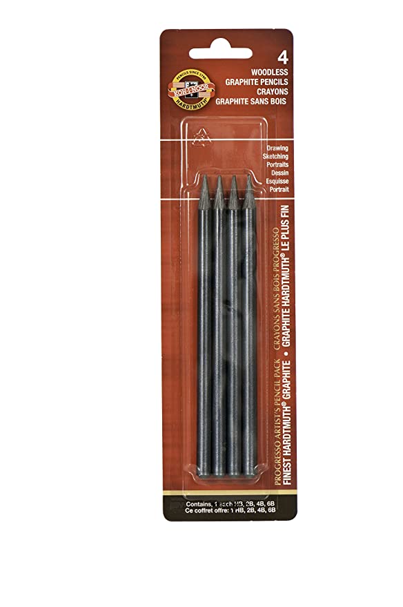 KOH-I-NOOR AQUARELL WOODLESS GRAPHITE PENCIL PROGRESSO HB,2B,4B,6B,9B