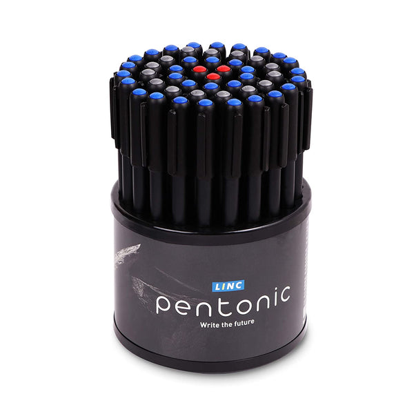 Pentonic Black Body Ball Point Pen Jar (Assorted Ink, 50 Pcs)