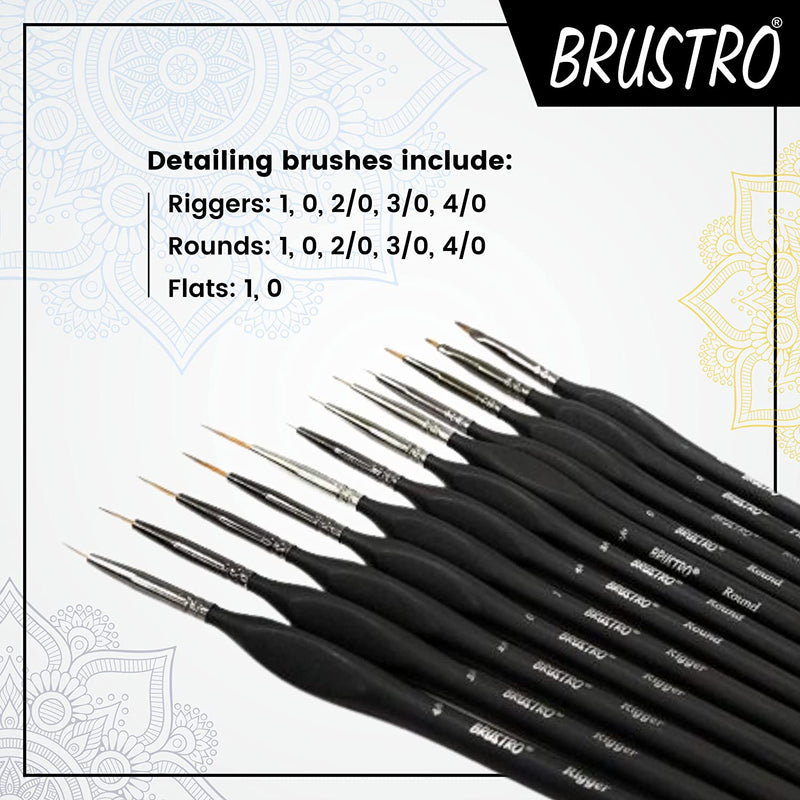 BRUSTRO Artists ’ Watercolour & Acrylic Miniature Brush Set of - 12