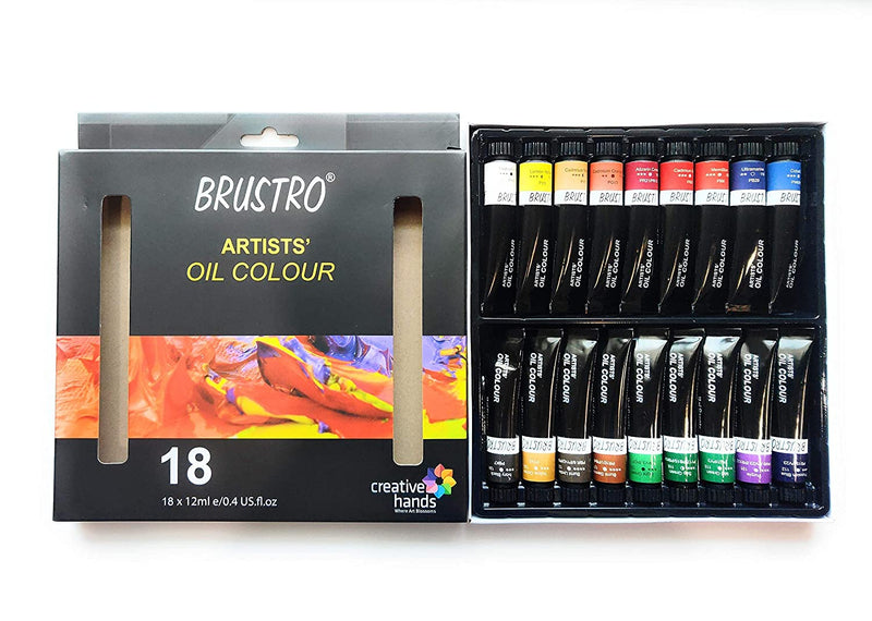 BRUSTRO Artists Oil Colour Set of 18 Colours X 12ML Tubes