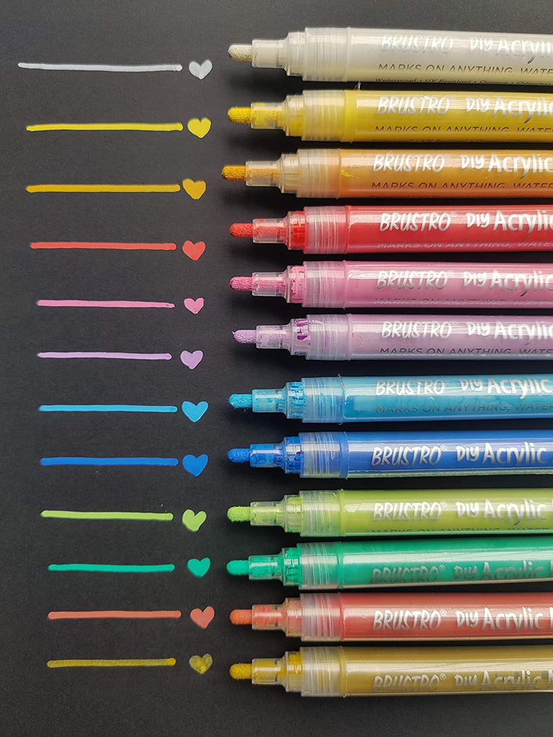 Brustro DIY Acrylic Marker ( Set of 12 vibrant colours) - Creative