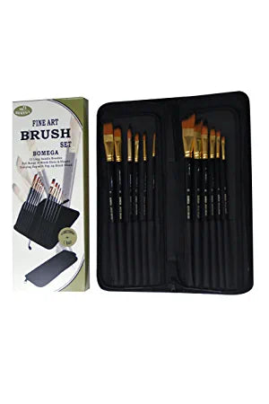 Asint Set of 12 Premium & Exclusive Fine Art Long Handled Paint Brush + Zippered Carry Bag with Pop-Up Stand - for Oil Acrylic Watercolor Painting