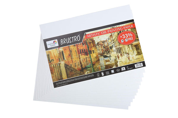 Brustro Artists Oil Painting Paper 300 GSM A4 (Pack of 9 + 3 Free Sheets)