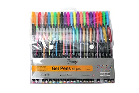 Asint 48 Pc Gel Pens Set Color Gel Pens,Glitter, Metallic, Neon Pens Set Good Gift For Coloring Kids Sketching Painting Drawing
