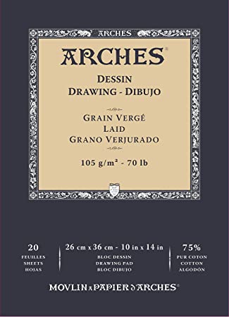 Arches Drawing 105 GSM Laid White 26 x 36 cm Paper Pad, 20 Sheets
