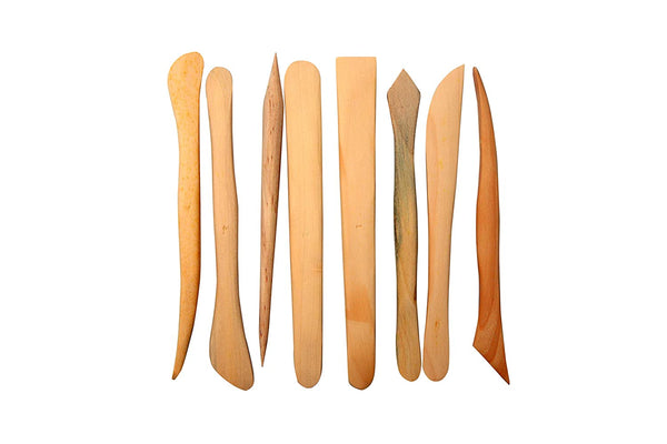 ASINT Set of 8 Wooden Clay Tools with Double Sided Crafting Sculpting Modelling Pottery Ends
