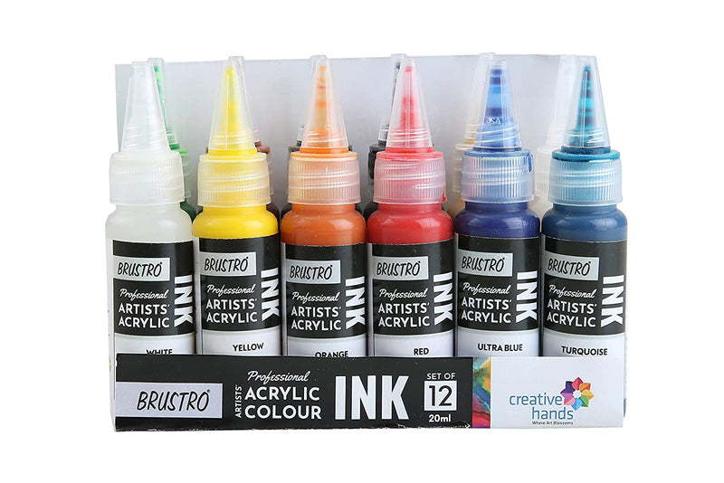 Brustro Professional Artists Acrylic Ink Set of 12 x 20ml