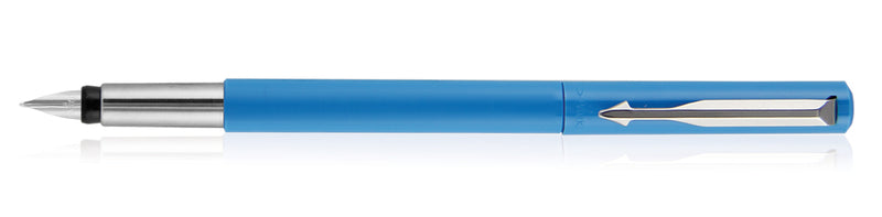 Parker Vector Standard Fountain Pen Chrome Trim Fine Nib Blue Body Color +3 Free Ink Cartridge