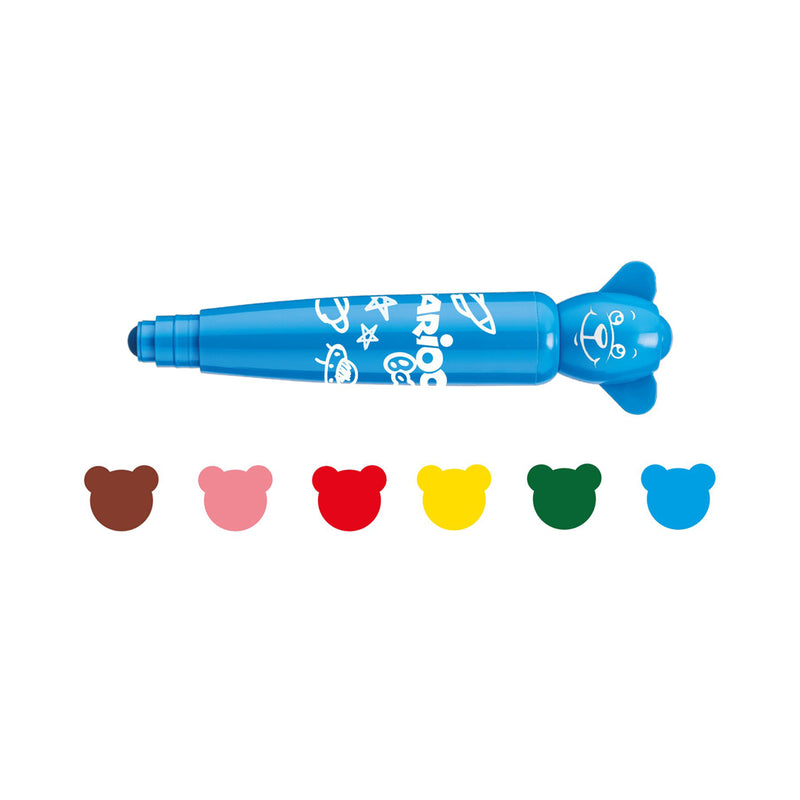 Luxor Carioca : Teddy Marker Rounded Felt Tip Pens with washable ink (Assorted Color, 6 Pieces) 