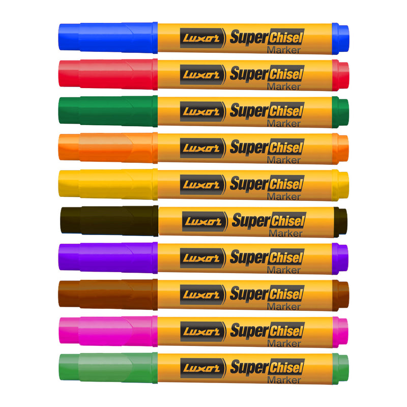 Luxor Super Chisel Marker - Assorted Colors - (Pack Of 10)