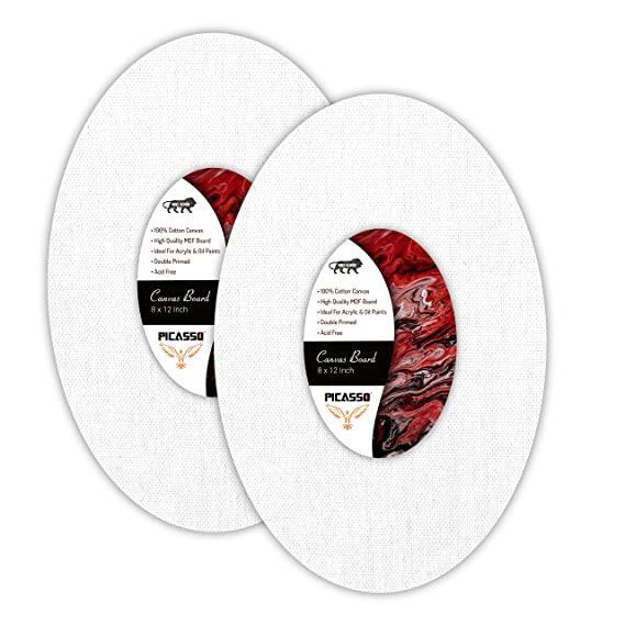 Picasso Primed Cotton Pre Stretched Oval Canvas (8" X 12" (Pack of 2))
