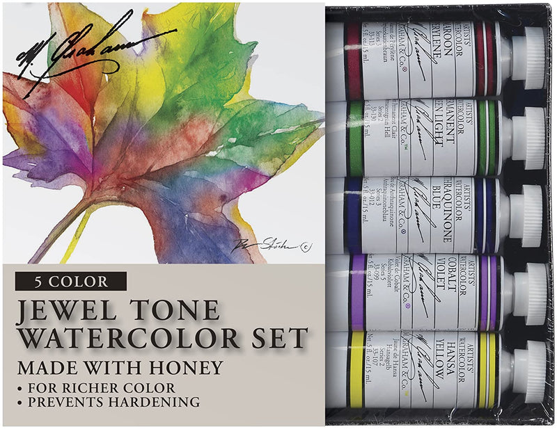 M. Graham Jewel Tone Watercolor Set MADE IN USA Made With Honey For Richer Color, Prevents Hardening