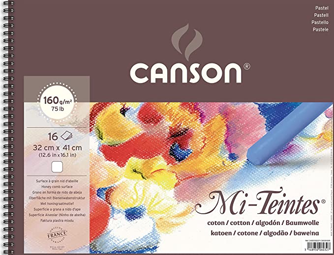 Canson Mi Teintes 160 GSM Embossed 32 x 41 cm Paper Spiral Pad(Black, 16 Sheets)