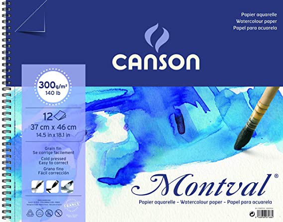 Canson Montval 300 GSM 37 x 46 cm Album of 12 Fine Grain Sheets