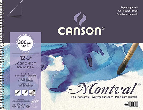 Canson Montval 300 GSM 32 x 41 cm Album of 12 Fine Grain Sheets