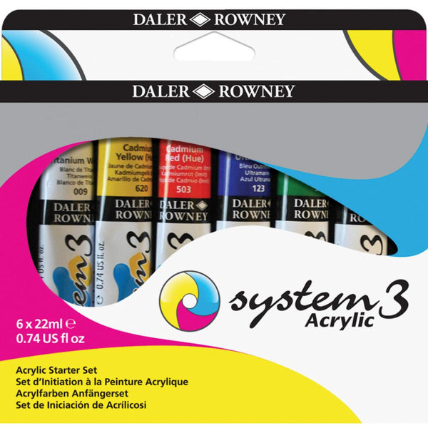 Daler Rowney System3 Acrylic Colour Starter Set (6x22ml Tubes)