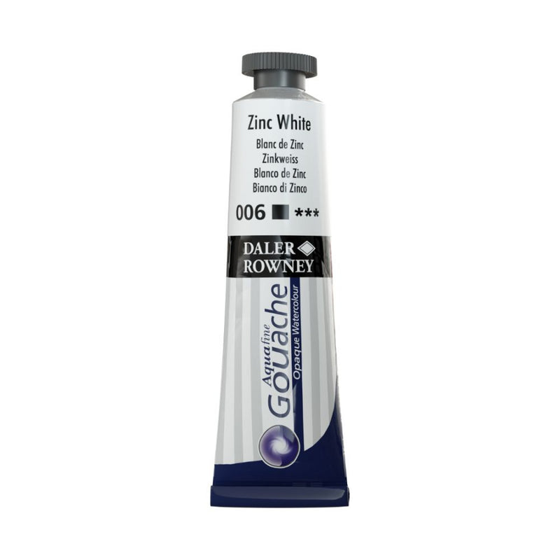 Daler-Rowney Aquafine Gouache Opaque Watercolour Metal tube (38ml, Zinc White-006), Pack of 1