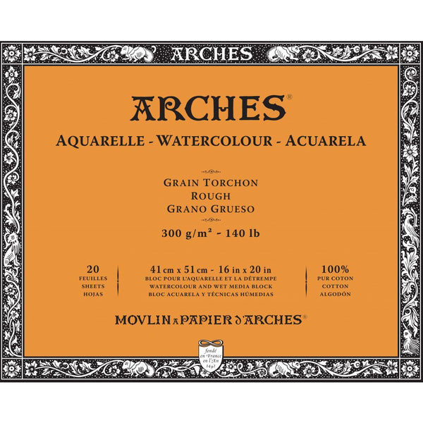 Arches Watercolour 300 GSM Rough Natural White 41 x 51 cm Paper Blocks, 20 Sheets