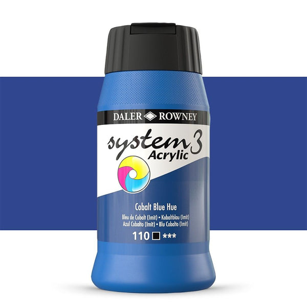 Daler-Rowney System3 Acrylic Colour Paint Plastic Pot (500ml, Cobalt Blue Hue-110) Pack of 1