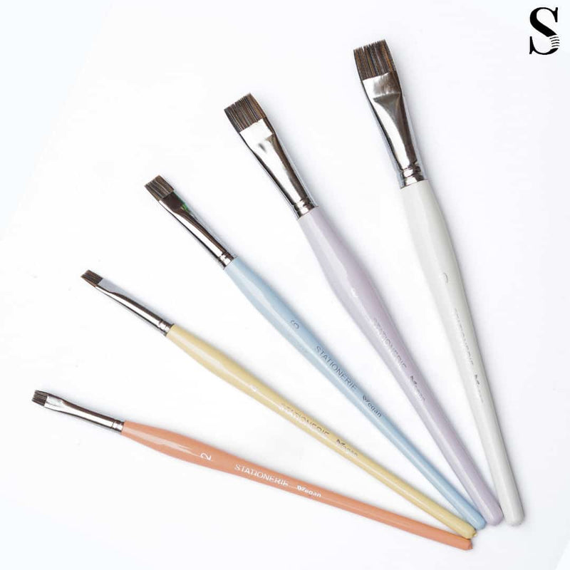 Stationerie Blender Short Flat Brush Set Of 5 Candy Edition