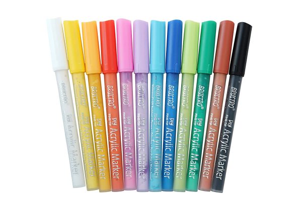 Brustro Acrylic (DIY) Fine Tip Marker Set of 12 – Basic 0.8MM