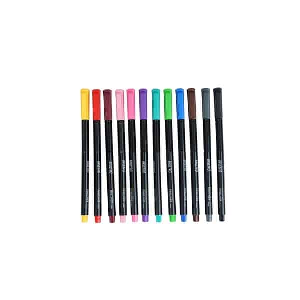 Brustro 0.4mm Coloured Fineliner Set of 12 for Writing, Drawing, Doodles, Mandala and more with Free Bristol Ultra Smooth Paper A5 Pack 24 Sheets Worth Rs 198