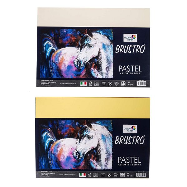 Brustro Artist’s Pastel Papers 160 GSM A4 Bright & Soft shades 40 sheets (20 Sheets of each shades)