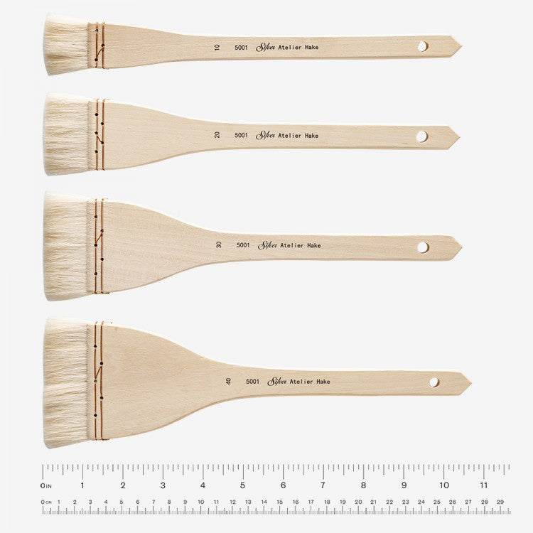 Silver Brush Atelier Flat Hake Brush - Size 40, Long Handle, 75 mm Wide