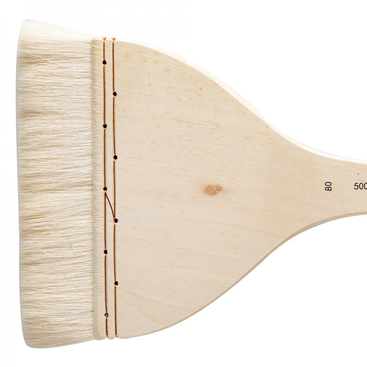 Silver Brush Atelier Flat Hake Brush - Size 80, Long Handle, 135 mm Wide