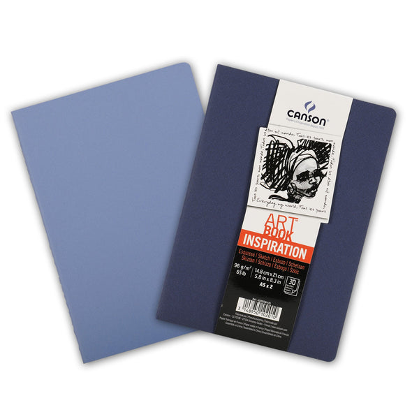Canson Inspiration Art Book - 30 Sheets - 96gsm - 5.8" x 8.3" (14.8 x 21cm) - A5  Indigo + Light Blue