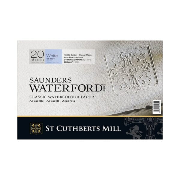 Saunders Waterford St Cuthberts  Mill HP+ Blocks White 300 gsm 410x310mm (16" x 12") (20 Sheets)