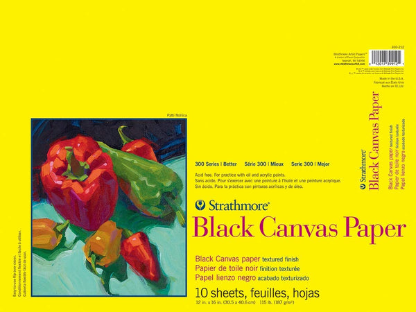 STRATHMORE 300 SERIES BLACK CANVAS PADS 187GSM 10 sheets (12" x 16")