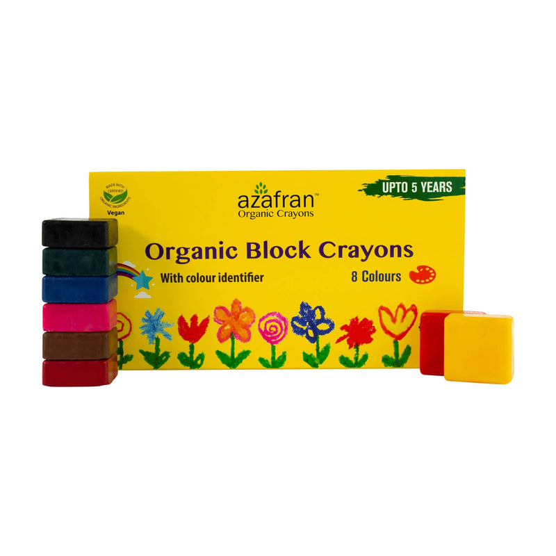 Azafran Non-Toxic Plant-Based Block Crayons(8 Colours)