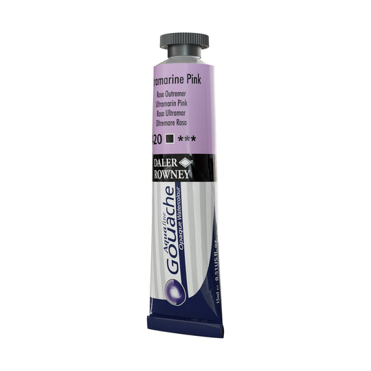 Daler-Rowney Aquafine Gouache Opaque Watercolour Metal tube (15ml, Ultramarine Pink-420), Pack of 1