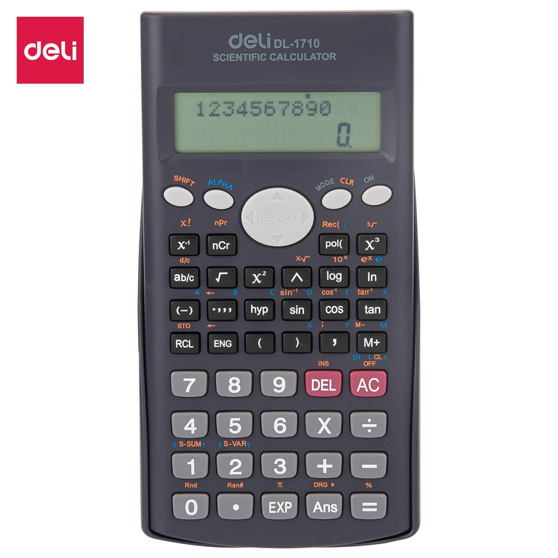 Deli W1710 240F Scientific Calculator (10+2 Digits, Dark Grey)