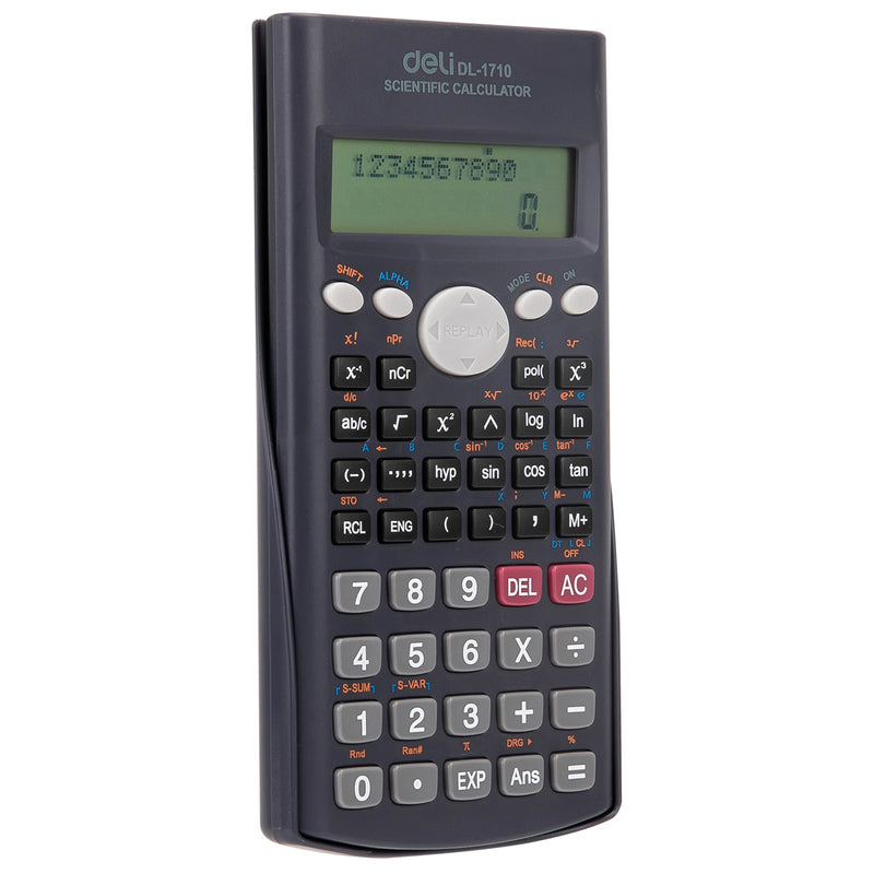 Deli W1710 240F Scientific Calculator (10+2 Digits, Dark Grey)