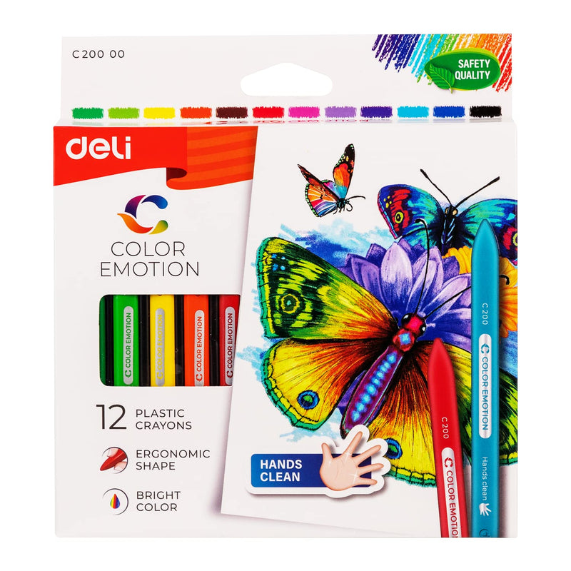 DELI WC20000 Plastic Crayons (Pack of 12 Crayons)
