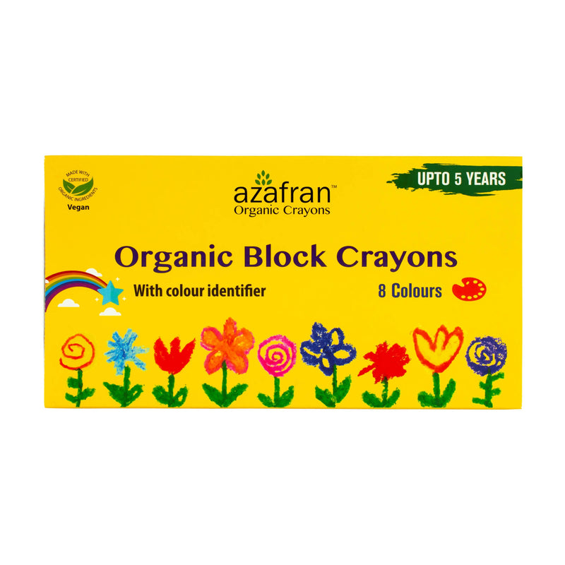 Azafran Non-Toxic Plant-Based Block Crayons(8 Colours)