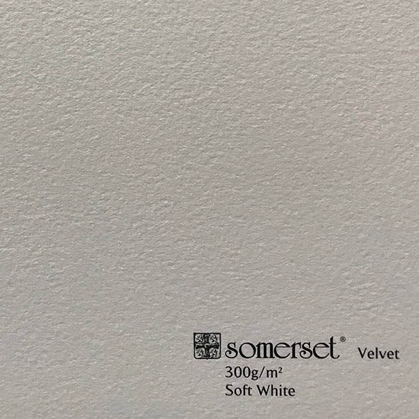 Somerset St Cuthberts Mill- Velvet Soft White (4 Deckle Edges) 300 GSM, 760x1120mm (30" x 44") Pack of 10