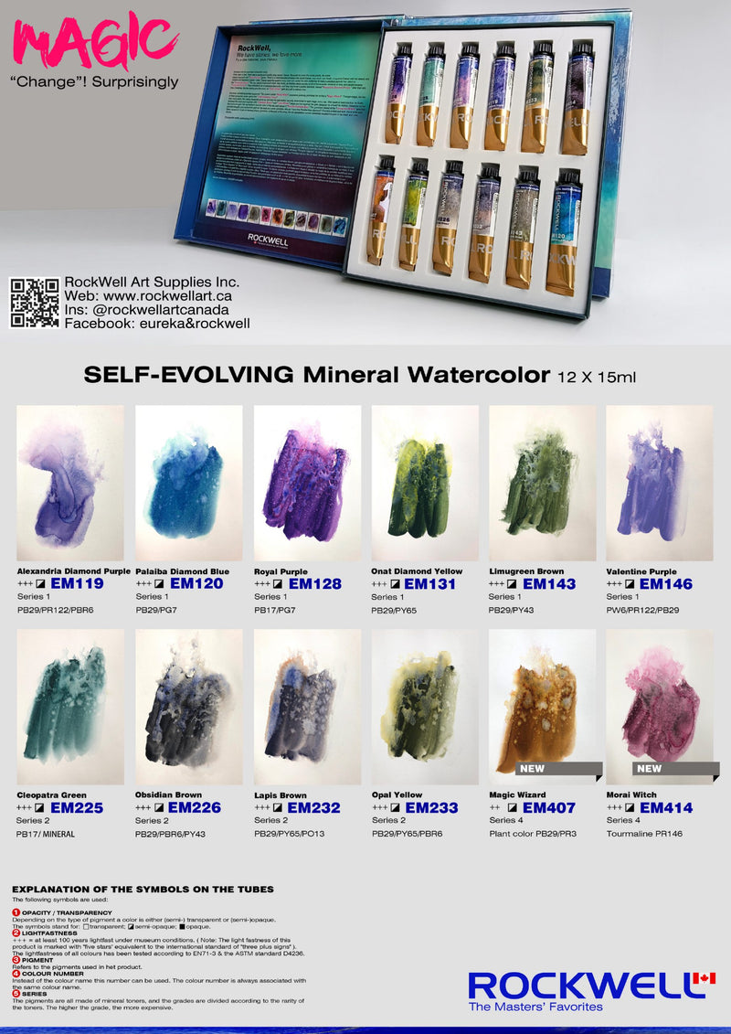 Rockwell Watercolor: Magic Set/Self Evolving (12 colors), Tube 15ml