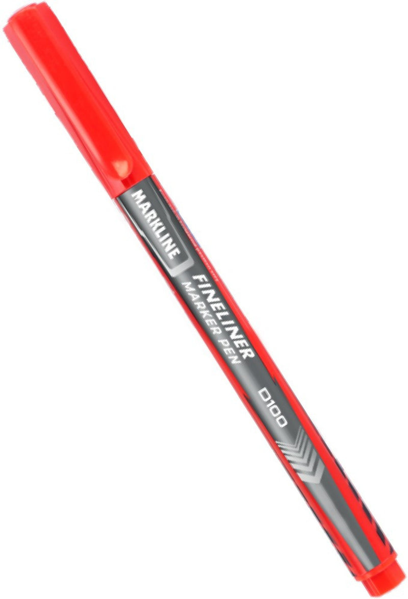 LINC Markline Fineliner Marker Pen, Red, 10 Pcs