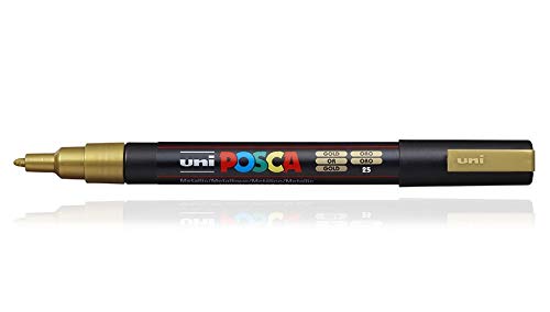 Uniball Posca 3M Marker Pen (Gold Ink, Pack of 1)