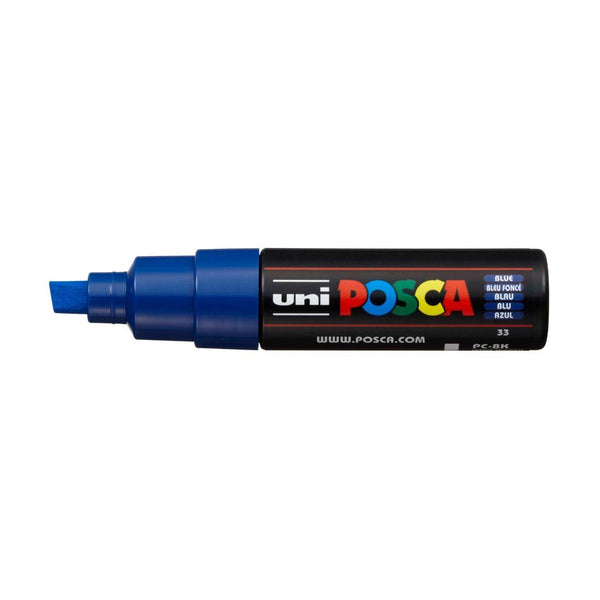 Uniball Posca PC-8K Bold Point Chisel Shaped Marker Pen (8.0 mm, Blue Ink, Pack of 1)