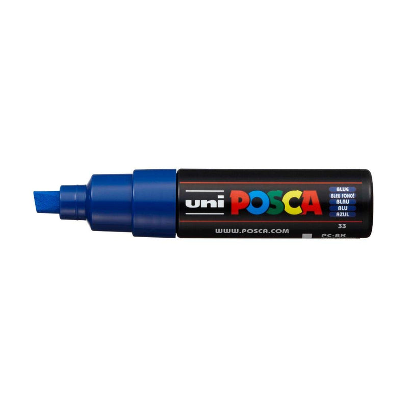 Uniball Posca PC-8K Bold Point Chisel Shaped Marker Pen (8.0 mm, Blue Ink, Pack of 1)