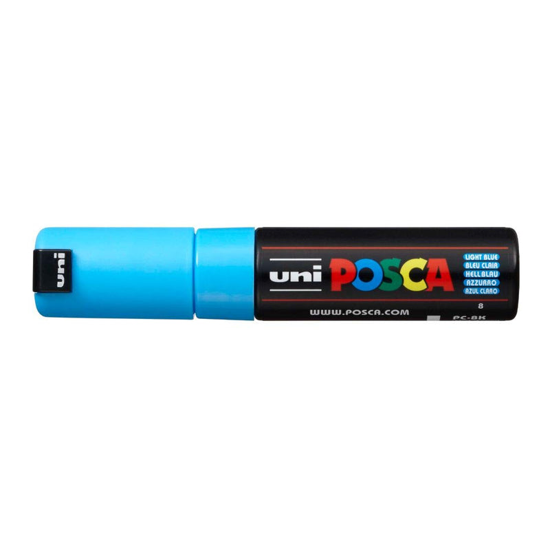 Uniball Posca PC-8K Bold Point Chisel Shaped Marker Pen (8.0 mm, Light Blue Ink, Pack of 1)