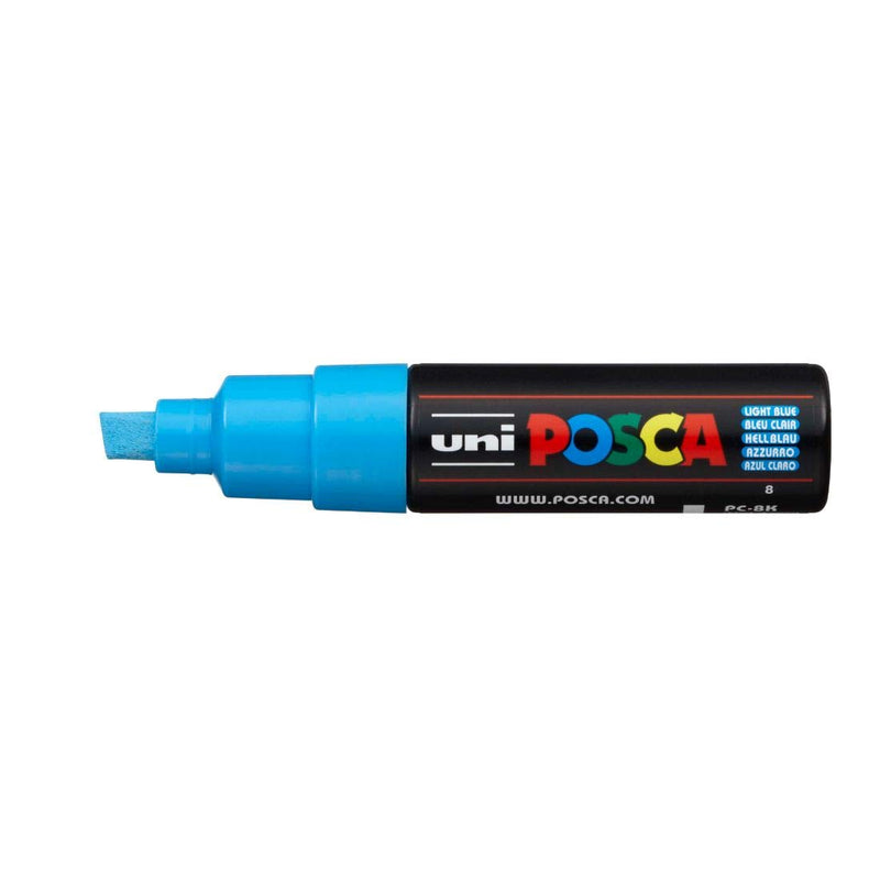 Uniball Posca PC-8K Bold Point Chisel Shaped Marker Pen (8.0 mm, Light Blue Ink, Pack of 1)