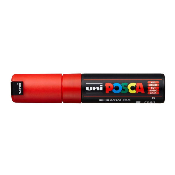 Uniball Posca PC-8K Bold Point Chisel Shaped Marker Pen (8.0 mm, Red Ink, Pack of 1)