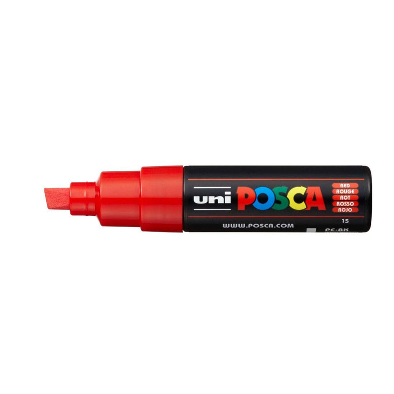 Uniball Posca PC-8K Bold Point Chisel Shaped Marker Pen (8.0 mm, Red Ink, Pack of 1)